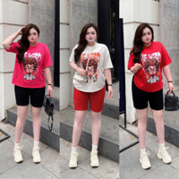 set thun ngố bigsize in lụa hình cô gái tóc xù 60-90kg