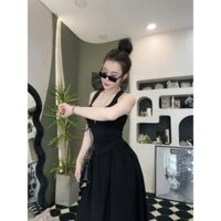 Set thun tăm 2 món gồm áo ba lỗ phối chân váy suông dài kèm ảnh thật