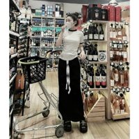 set thun tăm áo trắng body ôm chân váy dài cá tính