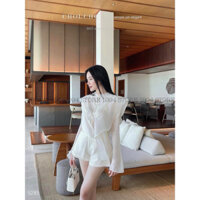 SET TIỂU THƯ áo voan nude tay phồng + Quần short ren