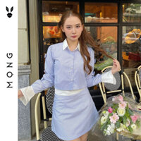 Set tiểu thư kẻ tay xòe đính nơ phối thô trắng chân váy chữ A MỌNG STORE 19 ( ẢNH THẬT ) Ảnh Thật