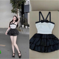 SET TK NỮ CỔ YẾM DÂY NƠ ÔM BODY CHÂN VÁY VOAN TẦNG.XÒE TOP NỮ