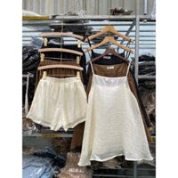 Set tơ áo 2 dây + quần chun 3 màu