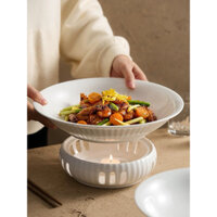 Set tô hầm sứ trắng kèm bếp nhập khẩu cao cấp cho gia đình, nhà hàng / Baoman Stew Pot