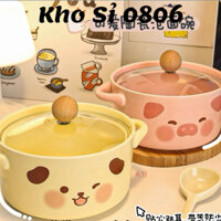 Set Tô Sứ Kèm Thìa Gấu Siêu Cute ( Không Nấu Trực Tiếp Trên Bếp ) [Nhận Sỉ]