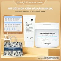 Set Toner Pad Ofmeight và Oil control cream giúp kiềm dầu ẩm mịn da