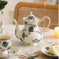 Set trà chiều Anh quốc họa tiết hoa xanh cổ điển, sang trọng