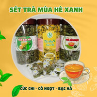 SET TRÀ CÚC CHI + CỎ NGỌT+ BẠC HÀ - LOẠI ĐẶC BIỆT - HỘP NHỰA 1000ML- HTX LỤC NGẠN XANH