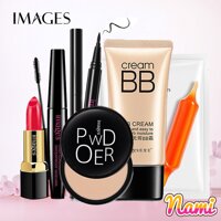 Set trang điểm 6 món Image Phấn phủ kiềm dầu + Kem BB che khuyết điểm + Son môi + Bút dạ kẻ mắt + Mascara + Mặt nạ- B11