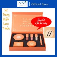 Set trang điểm cá nhân 7 in 1 LACO: Kem nền, che khuyết điểm, phấn phủ, mắt/má, chuốt mi, son môi.