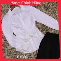Set trang phục Set bộ áo sơ mi xoắn eo và chân váy xòe S1220 Mie Design kèm ảnh thật S M L  YIMIXHV9
