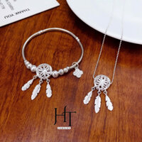 Set Trang Sức Bạc HTJ Dream Catcher Lưới Bắt Giữ Giấc Mơ Gồm Dây Chuyền Và Lắc Tay Có Bán Lẻ Món