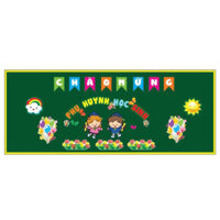 Set trang trí bảng họp, Hội nghị Phụ huynh học sinh sẵn nam châm lá