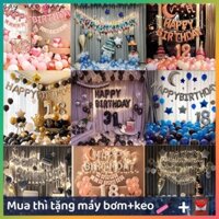 Set trang trí sinh nhật happy birthday  bong bóng kèm  đủ đồ phụ kiện trang trí tiệc cho bé trai, gái，Trang trí nền