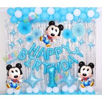 Set trang trí sinh nhật happy birthday chủ đề chuột mickey cho bé trai bé gái tại nhà đầy đủ phụ kiện siêu đẹp C03