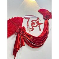 Set Trang Trí Tết, Đồ Decor Tết 2025 Chữ Tết Alu Đỏ Kèm Vải Nhung Và Hoa Chúc Mừng Năm Mới