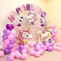 Set trang trí thôi nôi bé gái ngựa pony hồng tím 053