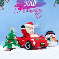 Set trọn bộ mô hình giáng sinh 4 món - Đồ chơi lắp ghép giáng sinh Lego 3d