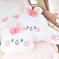 Set Tựa Eo Gối Cổ  Xe Ô Tô Gấu Và Thỏ Đeo Nơ Cute  - Tựa cổ Trên xe Hơi ,Gối tựa ô tô ,Gối cổ ô tô , Tựa cổ ô tô