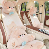 Set Tựa Trên Xe Ô Tô GấuThỏ Đeo Nơ Dễ Thương - Tựa cổ Trên xe Hơi ,Gối tựa ô tô , Tựa lưng ô tô