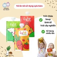 Set Túi Ăn Tái sử dụng Lyla Eats hỗ trợ cho bé ăn dặm, trái cây nghiền