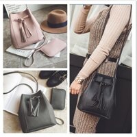 Set túi đeo chéo dây rút kèm ví