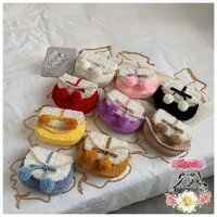 Set túi tự đan trăng khuyết POm PoM nhiều màu đơn giản dễ làm (có hướng dẫn)