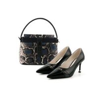 Set Túi Và Giày Vân Xanh