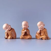Set Tượng Phật 3 Chú Tiểu An Nhiên Yêu Đời Trang Trí Taplo Xe Ô Tô Trưng Bày