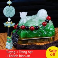 Set tượng phật để xe ô tô kèm tràng hạt và khánh bình an treo xe