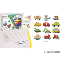 Set tượng thạch cao tô màu 12 chiếc xe cho bé, Paint Gypsum Diy Scrawl toy.