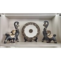 SET TƯỢNG VOI TRANG TRÍ KÈM ĐĨA NGỌC SET VOI TÀI LỘC DECOR TỦ KỆ Trang Trí Nhà Decor Phòng