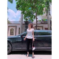 Set tuyết mưa áo tay phồng xếp ly eo + quần 9 tấc