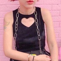 Set ulzzang Croptop Heart nhung + heart chocker