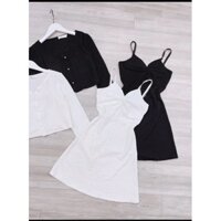 Set váy 2 dây, áo cadigan