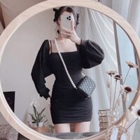 Sét váy 2 dây kết hợp cùng áo dài tay cánh dơi siêu đẹp