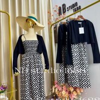 Set váy 2 dây maxi kèm áo khoác cardigan, dáng váy dài xinh-NB studio 1688-N6683-Women- Nữ