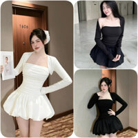 Sét Váy 3 Món Gồm Váy Quây Chân Bí + Áo Khoác Ngoài + Quần Trong Rời