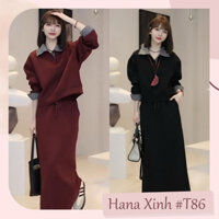 Set Váy Áo Cổ Sơ Mi Chất Liệu Cao Cấp Mềm Mịn - T86