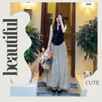 Set Váy Áo Cổ U Body Sát Nách Màu Đen Kèm Chân Váy Midi Suông Nâu Dáng Dài Tú Vy house