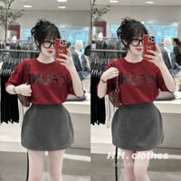 Sét váy áo CT đỏ đính kim.sa mix CV dạ chữ A