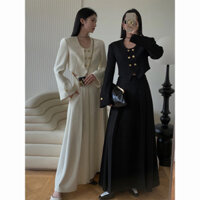 Set Váy Áo Dạ Tweed, Áo Khoác Dáng Lửng, Chân Váy Cạp Cao Dáng Xòe QCC LOẠI1