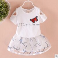 set váy áo trễ vai cánh bướm