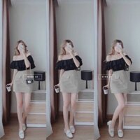 Set váy áo trễ vai tiểu thư