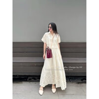 Set Váy Áo Vải Boi Thêu Hoạ Tiết Hoa