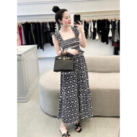 Set Váy Áo Xoè Vải Boi Thêu Hoa