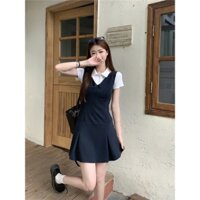 Set váy ba lỗ và áo thun ngắn tay croptop nữ sinh Hàn Quốc soom closet