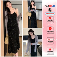 Set Váy Bầu 2 Dây Kèm Áo Choàng Thu Đông Dáng Suông Dài Mẫu Mới Đi Chơi ,Dự Tiệc Thời Trang Cao Cấp