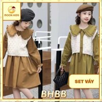 Set Váy Bé Gái 2 Món Váy BabyDoll + Áo Gile Len (Mã A8808) - Set Váy Tiểu Thư Bé Gái (Size 130-160)
