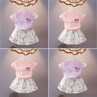 [Sét váy bé gái 210] ✅Áo và chân váy ✅in hoa anh đào 3D cho bé gái 1 - 7 tuổi